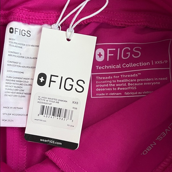 FIGS High Waisted Zamora Jogger Scrub Pants XXS PETITE Raspberry Sorbet Magenta - Picture 2 of 10